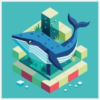 Stunning Whale Isometric Illustrations for Diverse Design Projects vector