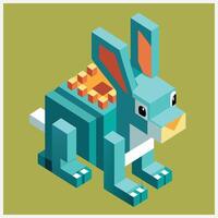 Stunning Isometric Illustrations of Hares ,A Visual Delight vector