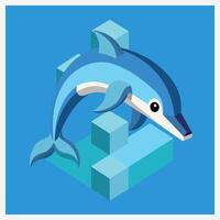 Stunning Isometric Dolphin Illustrations, A Deep Dive into Marine Art vector