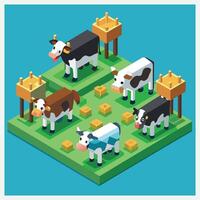 Stunning Isometric Illustrations of Cows, A Comprehensive Collection vector
