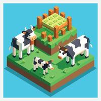 Stunning Isometric Illustrations of Cows, A Comprehensive Collection vector