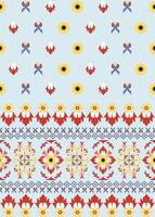 Floral Fabric pattern native asia style for fabric and carpet on a light blue background vector