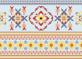 Fabric pattern floral native asia style for fabric and carpet on a light blue background vector