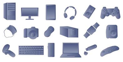 Modern technology icons. Light blue gradient. Computer technology. vector