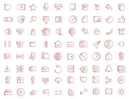 A set of user interface icons that can be used for commercial purposes. Thin line in red gradient. vector