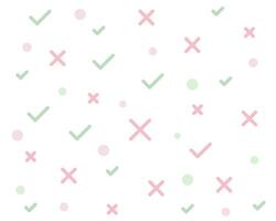 Set of geometric shapes for the background. Cancellation cross shape and confirmation checkmark. Flat style, shapes illustration isolated on white background. vector