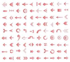 Collection of arrows. Red arrows with gradient. vector
