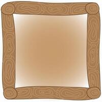 Quadrangular wooden frame on a brown background vector