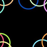 Chromantic abstract background in the form of a frame of multi-colored rings on a black background vector