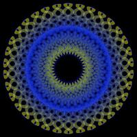 Abstract round pattern in blue and yellow on a black background vector