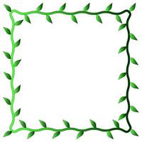 Green rectangular frame with leaves vector