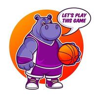 Hippos playing Basketball vector