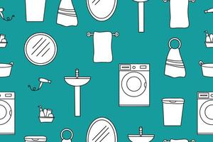 Seamless pattern with bathtub, washing machine and bath accessories. hand drawn illustration in doodle style. Ideal for printing, wrapping paper. illustration vector