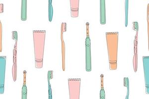 Seamless pattern of toothbrushes and toothpaste. illustration. vector