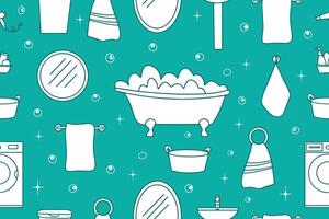 Seamless pattern with bathtub, washing machine and bath accessories. hand drawn illustration in doodle style. Ideal for printing, wrapping paper. illustration vector