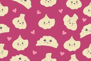 Dumplings, dumplings, dumplings, dumplings. Seamless pattern. Dumplings background. illustration vector