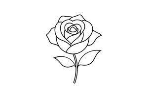 Rose flower for design element and coloring book pages for kids vector
