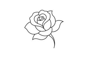Rose flower for design element and coloring book pages for kids vector