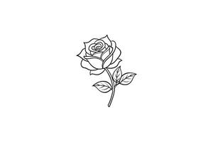 Rose flower for design element and coloring book pages for kids vector