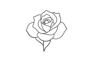 Rose flower for design element and coloring book pages for kids vector