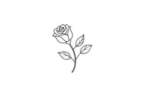 Rose flower for design element and coloring book pages for kids vector
