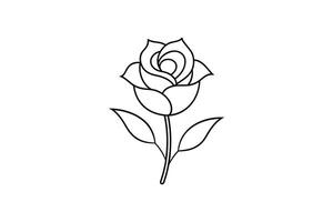 Rose flower for design element and coloring book pages for kids vector