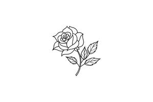 Rose flower for design element and coloring book pages for kids vector