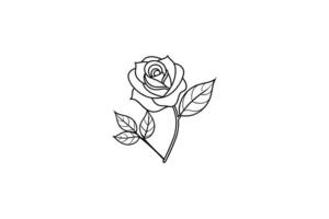 Rose flower for design element and coloring book pages for kids vector
