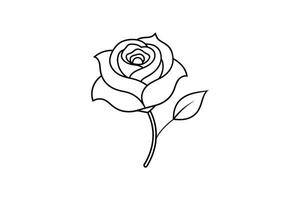 Rose flower for design element and coloring book pages for kids vector