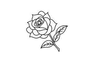 Rose flower for design element and coloring book pages for kids vector