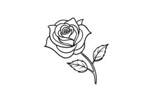 Rose flower for design element and coloring book pages for kids vector