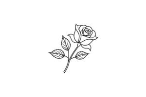 Rose flower for design element and coloring book pages for kids vector