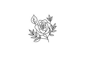 Rose flower for design element and coloring book pages for kids vector