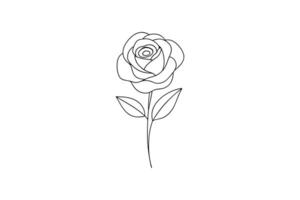 Rose flower for design element and coloring book pages for kids vector