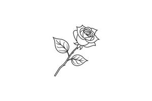 Rose flower for design element and coloring book pages for kids vector