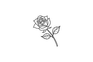 Rose flower for design element and coloring book pages for kids vector