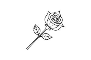 Rose flower for design element and coloring book pages for kids vector