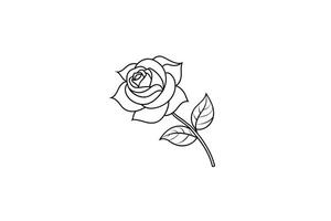 Rose flower for design element and coloring book pages for kids vector