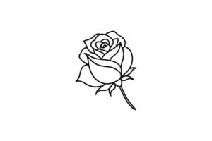 Rose flower for design element and coloring book pages for kids vector