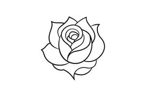Rose flower for design element and coloring book pages for kids vector