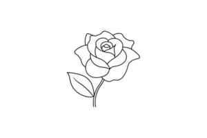 Rose flower for design element and coloring book pages for kids vector