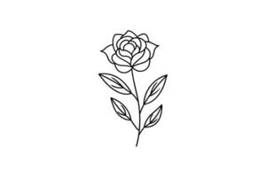 Rose flower for design element and coloring book pages for kids vector