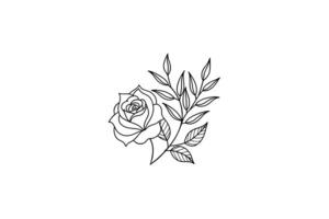 Rose flower for design element and coloring book pages for kids vector