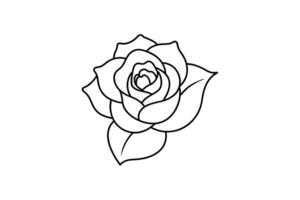 Rose flower for design element and coloring book pages for kids vector