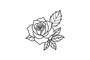 Rose flower for design element and coloring book pages for kids vector