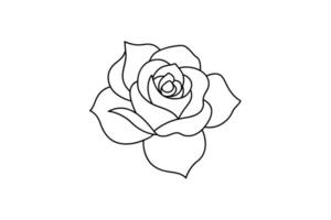 Rose flower for design element and coloring book pages for kids vector