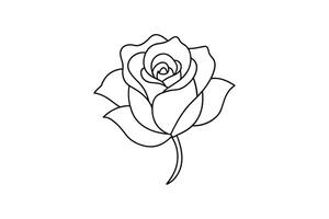 Rose flower for design element and coloring book pages for kids vector