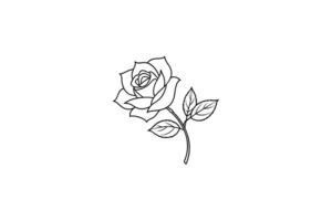 Rose flower for design element and coloring book pages for kids vector