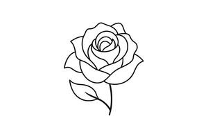 Rose flower for design element and coloring book pages for kids vector