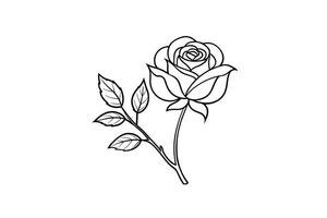 Rose flower for design element and coloring book pages for kids vector